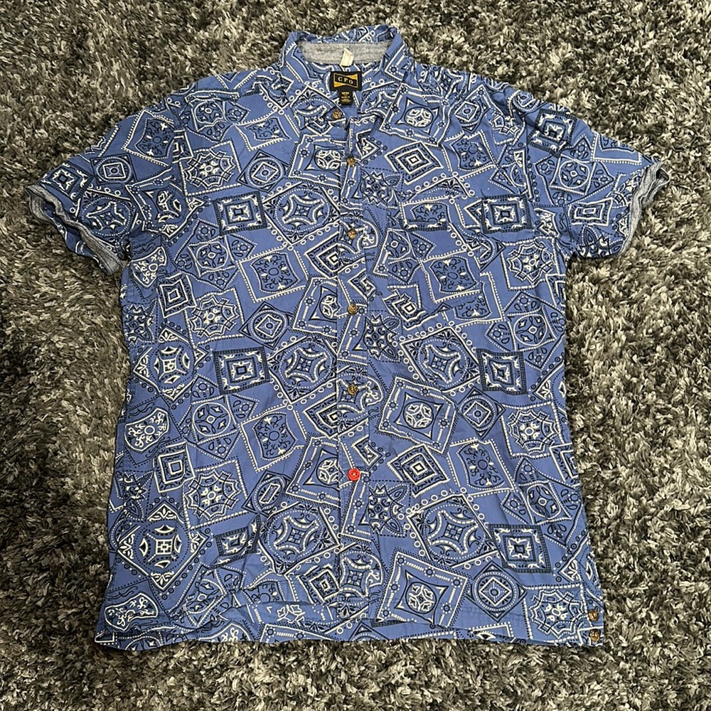 CPO Casual Button Down Shirt (Blue Bandana Print)
